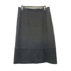 Misook Knit Ribbed Tulip Hem Midi Straight Pencil Skirt in Black size Medium
